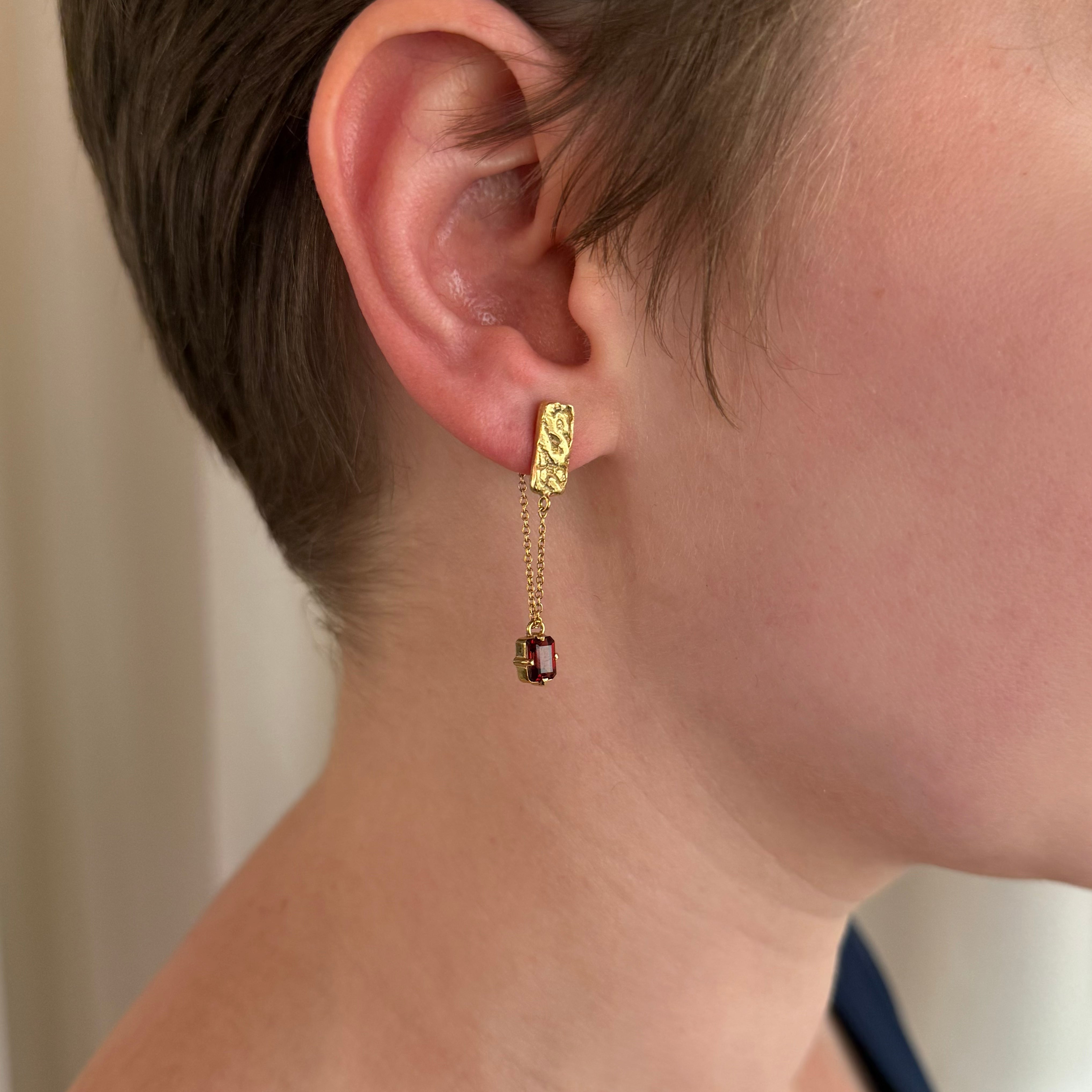 Skin Garnet Drop Earrings