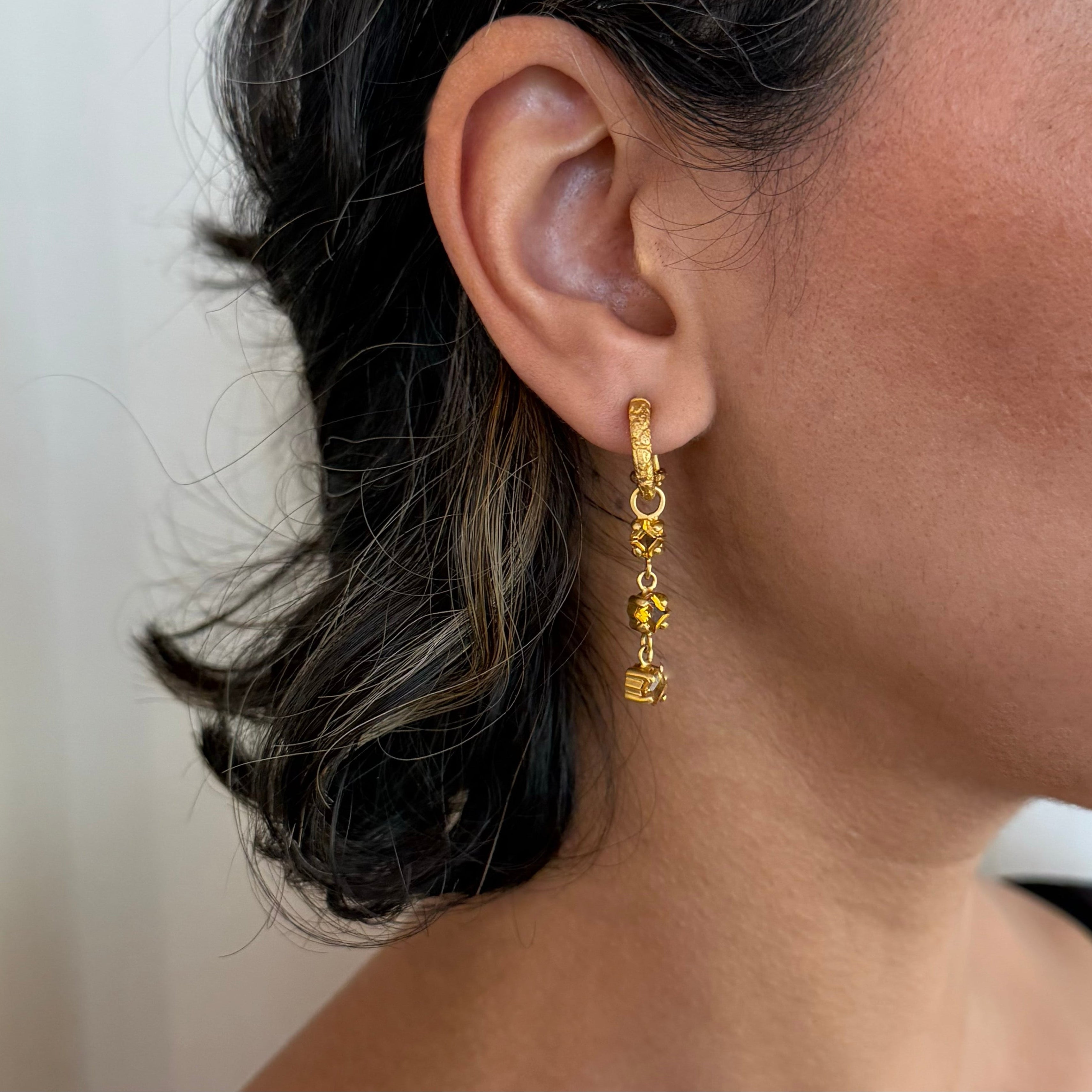 Three Stone Drop Earrings