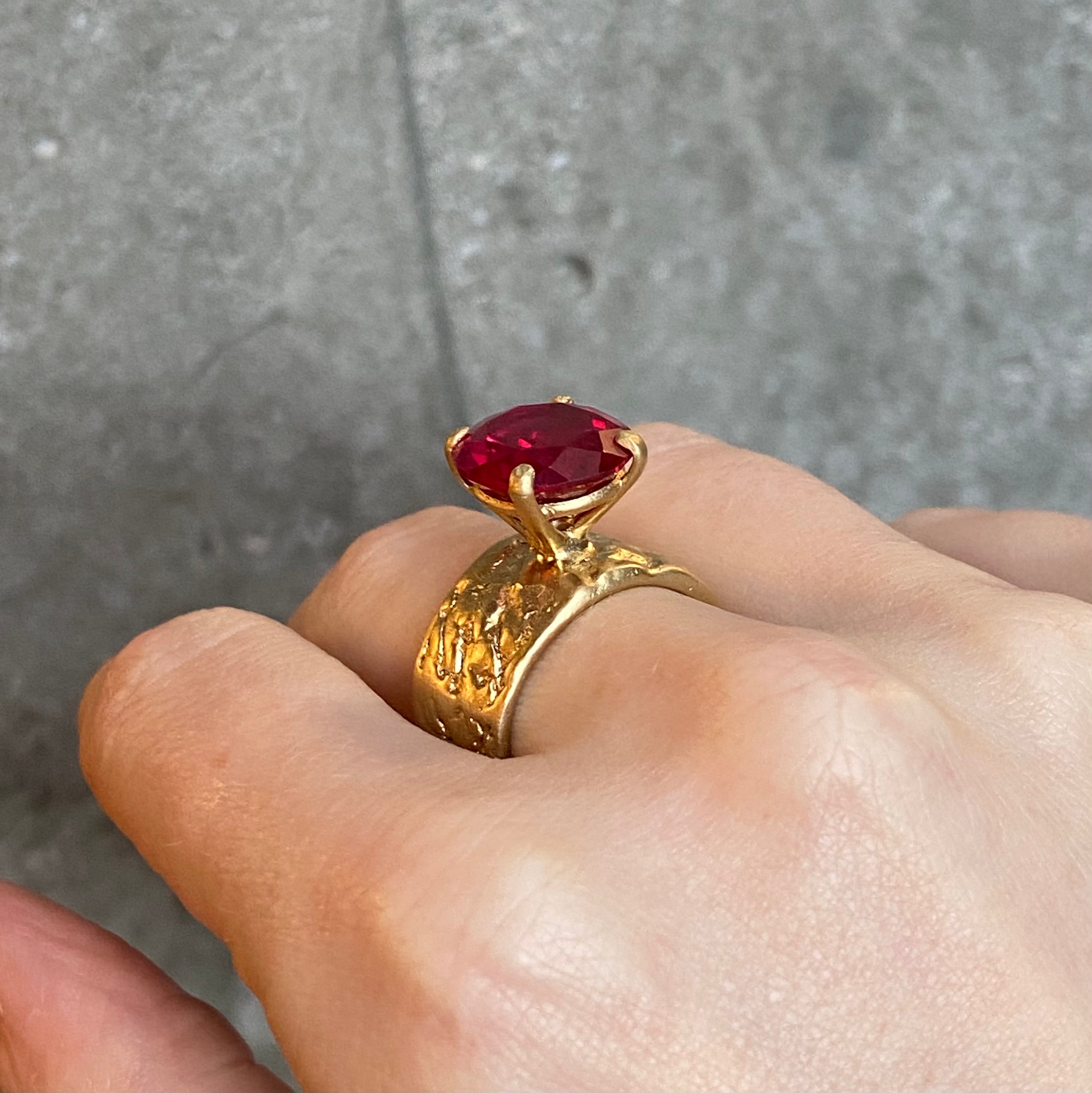 Gorilla Skin Red Cocktail Ring
