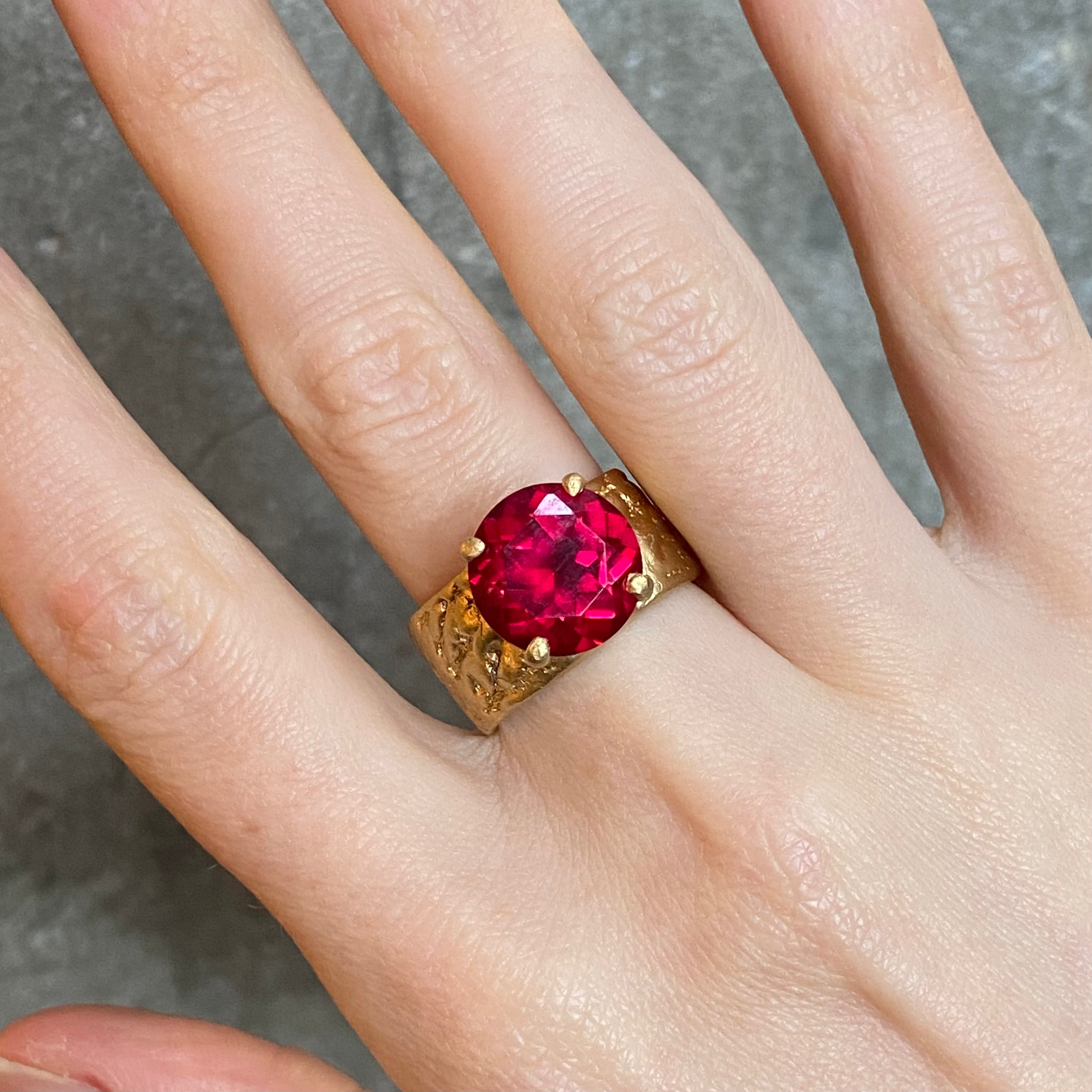Gorilla Skin Red Cocktail Ring