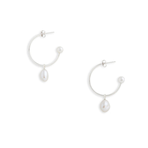 Medium Silver Charmed Hoop + Charms Earrings