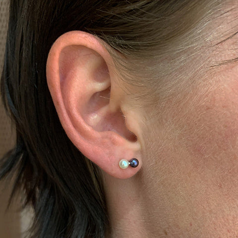 Double Pearl Stud Earrings