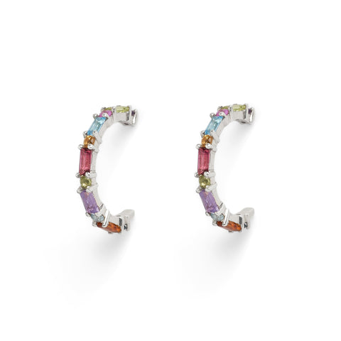 XO Rainbow Gem Huggie Earrings by Melanie Katsalidis
