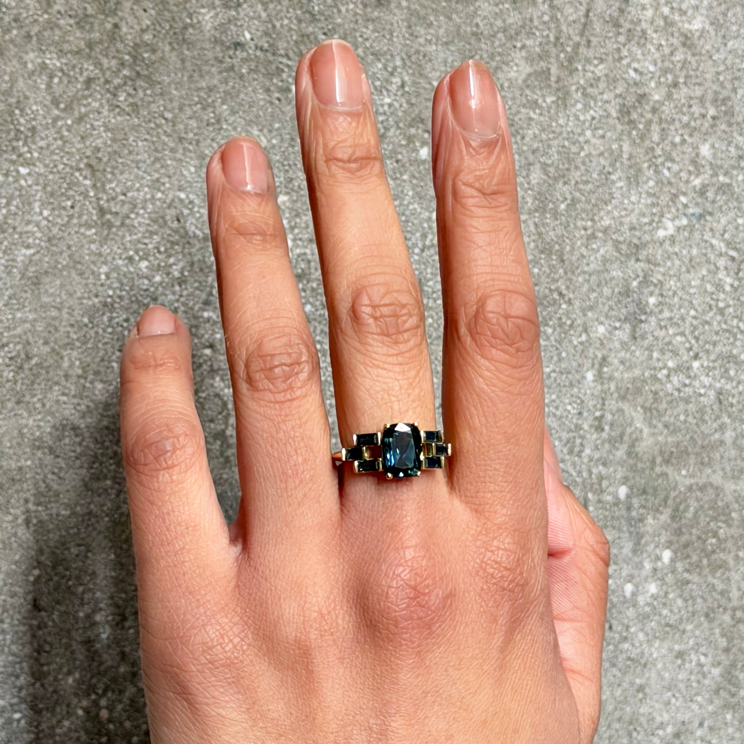 Harmony Cushion Parti Sapphire Ring
