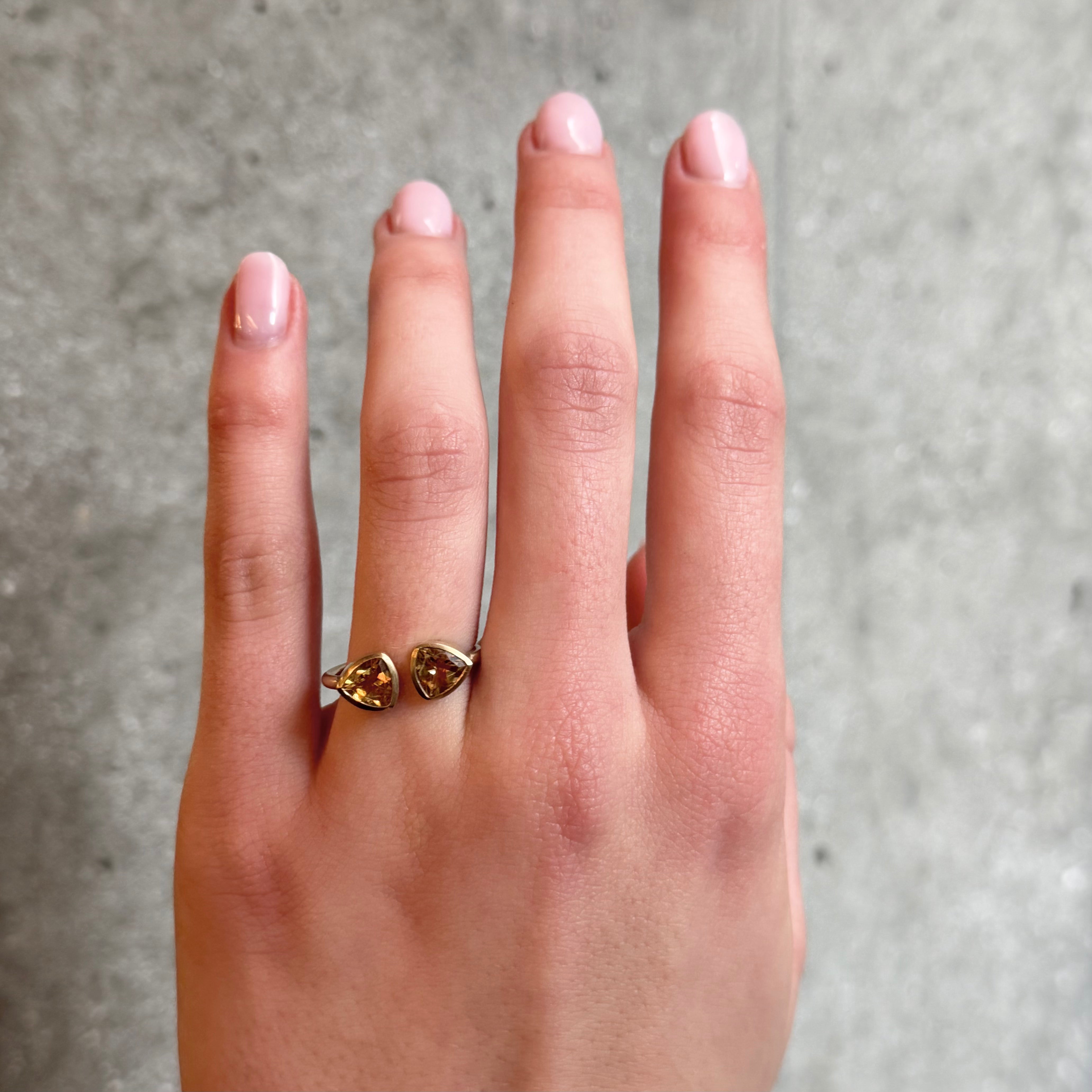 Citrine Double Trillion Ring