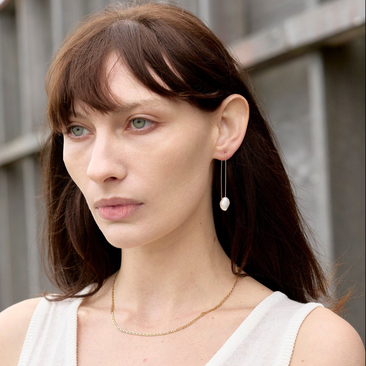 Baroque Pearl Large Gold Drop Earrings