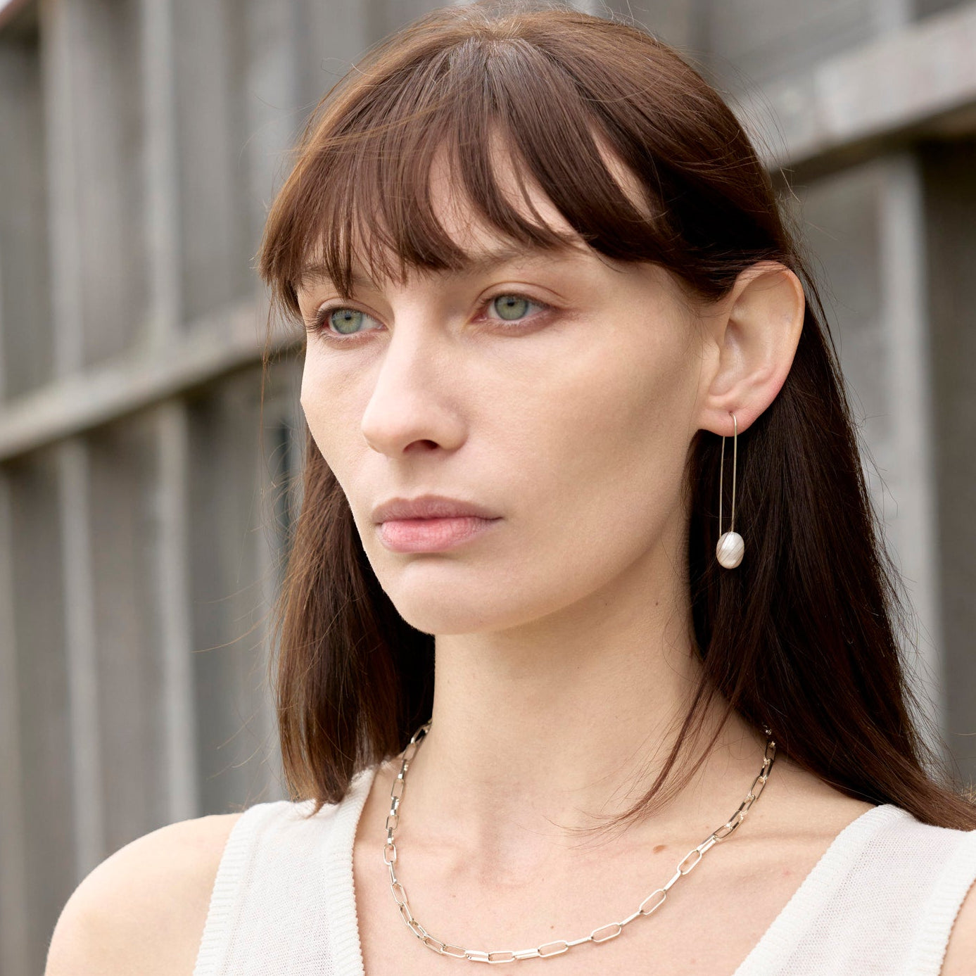 Baroque Pearl Large Silver Drop Earrings
