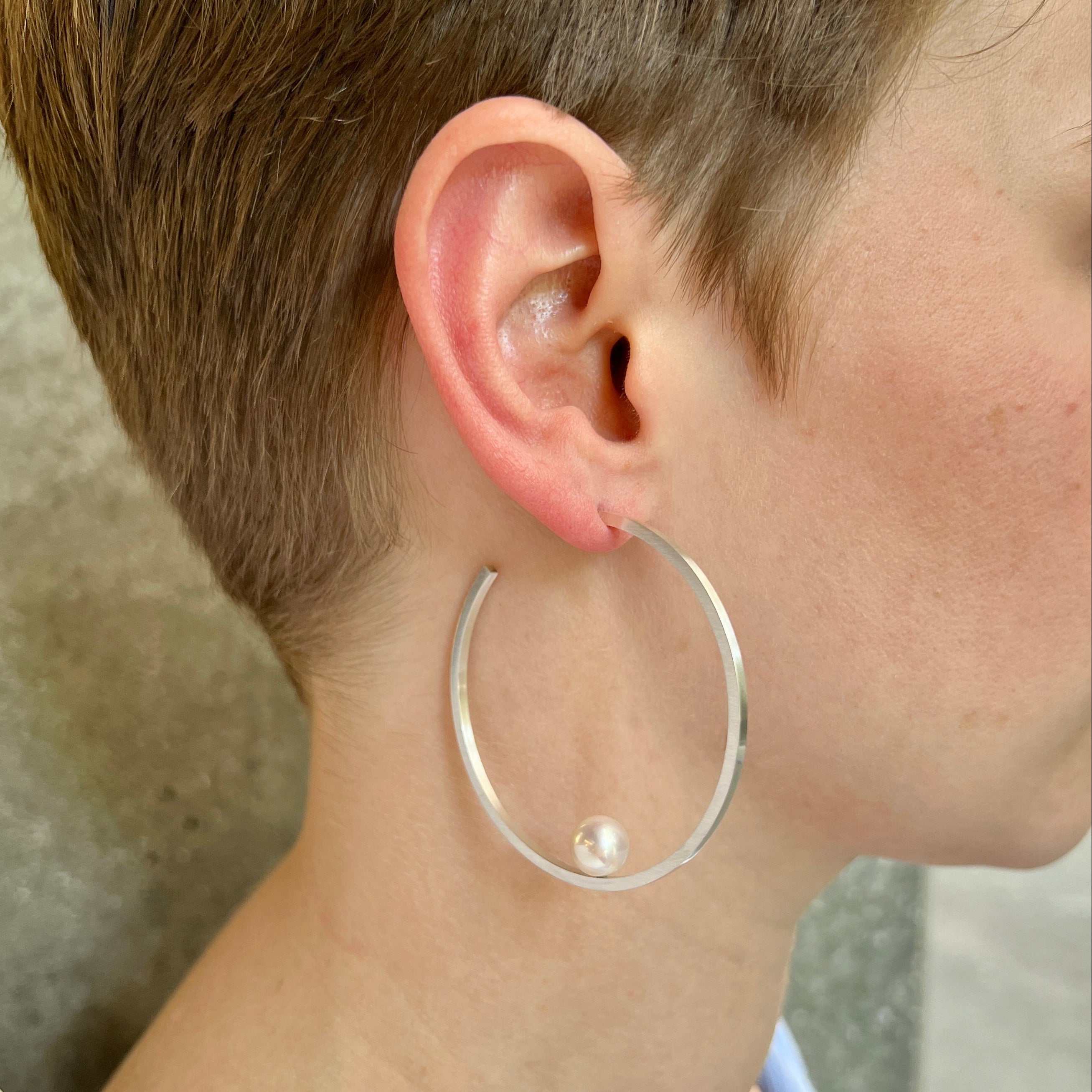 Large Pearl Hoop Earrings