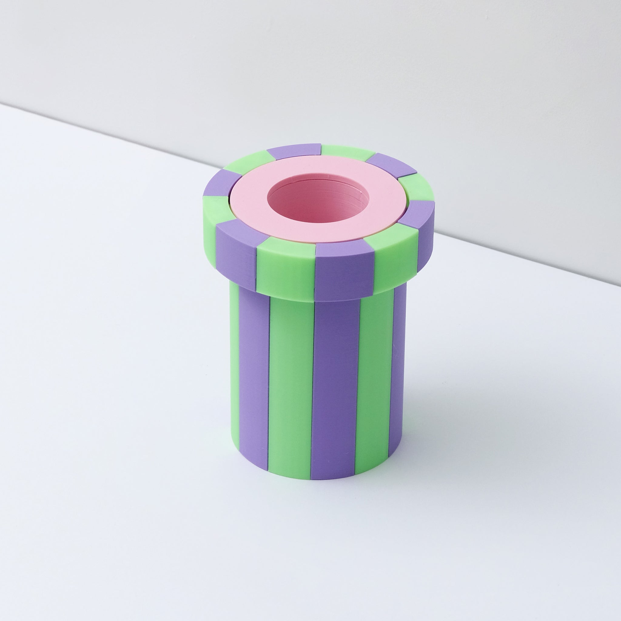 Stripe Vase Small - Lilac, Glow in the Dark and Pink