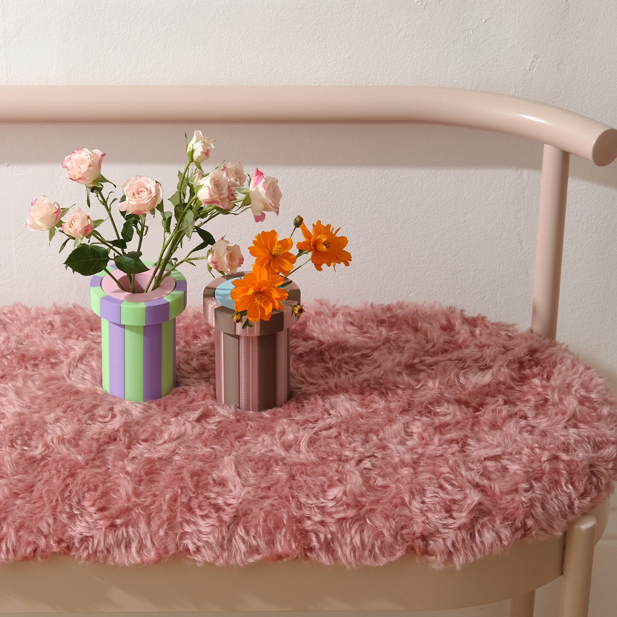 Stripe Vase Small - Lilac, Glow in the Dark and Pink