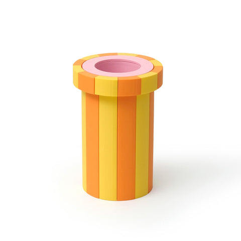 Stripe Vase Medium - Orange, Yellow and Pink by Daniel + Emma