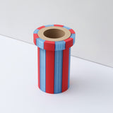 Stripe Vase Medium - Red, Transparent Blue and Latte