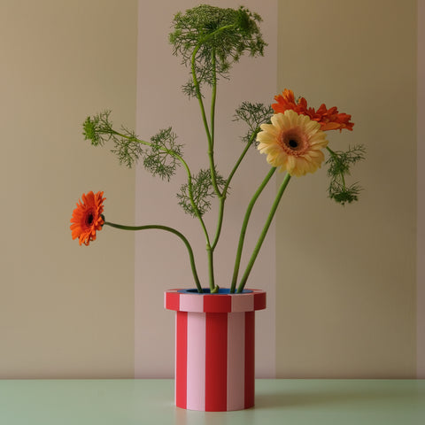 Stripe Vase Large - Red, Pink and Blue
