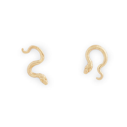 Gold Serpent Earrings by Seb Brown