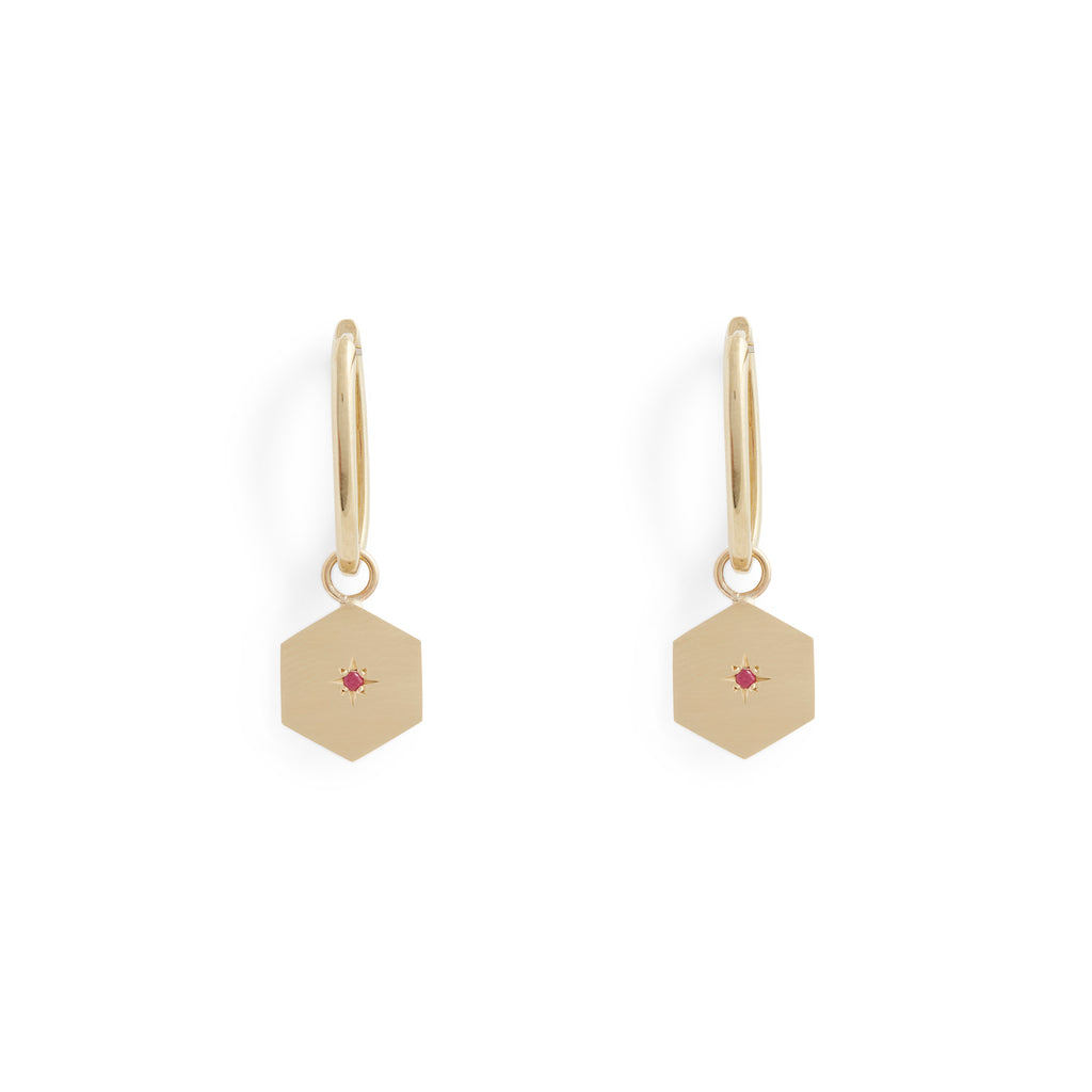 Birthstone Amulet - Hexagon Earrings
