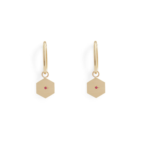 Birthstone Amulet - Hexagon Earrings