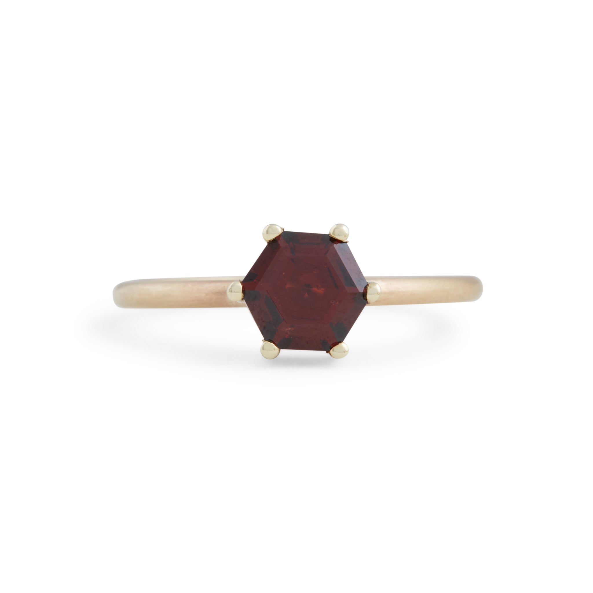 Hexagonal Step Cut Garnet Stacking Ring