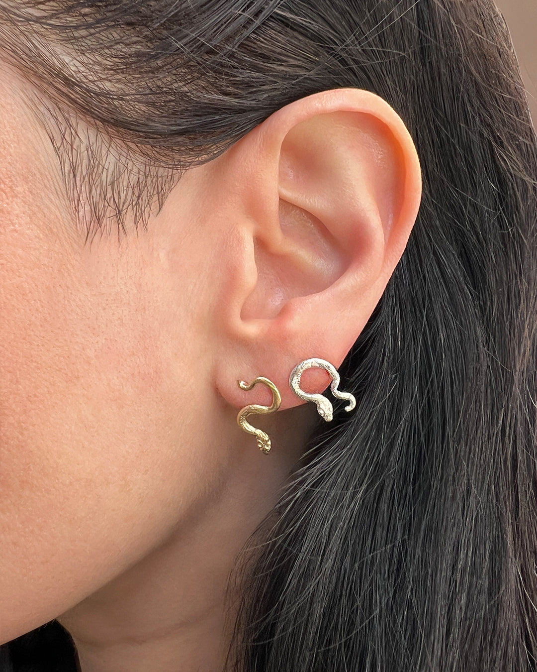 Gold Serpent Earrings