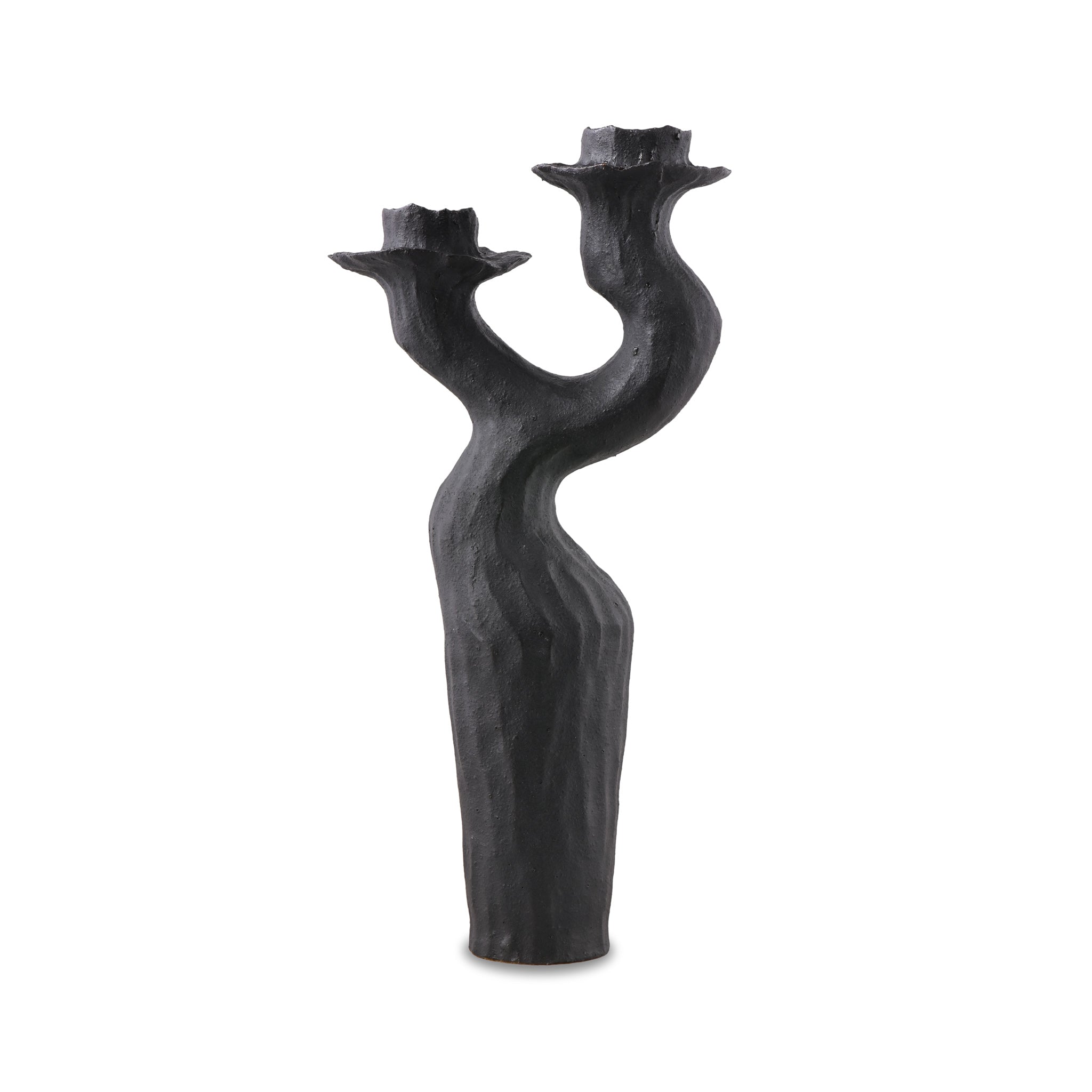 Swan Double Candle Holder - Tall Black