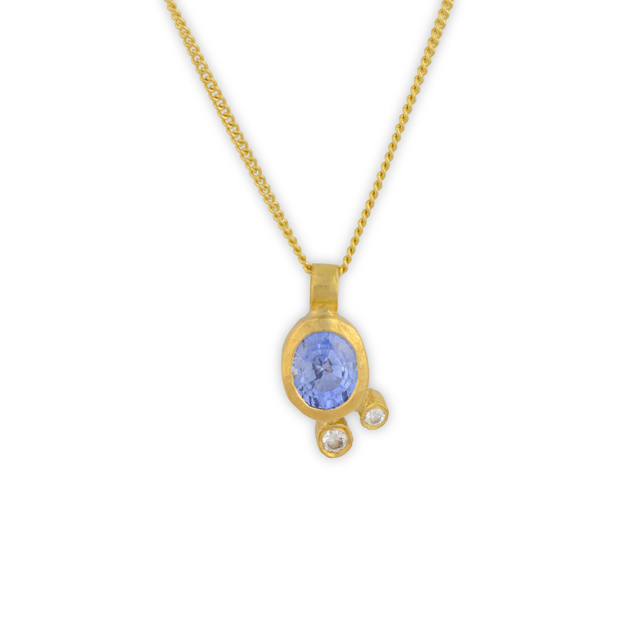 Ceylon Sapphire and Diamond Cluster Pendant