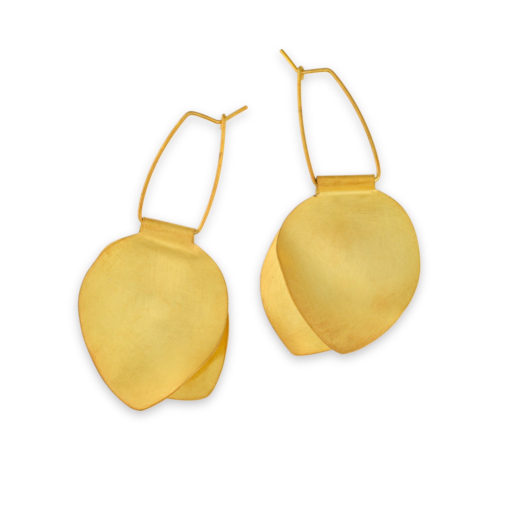 Large Golden Double Leaf Earrings