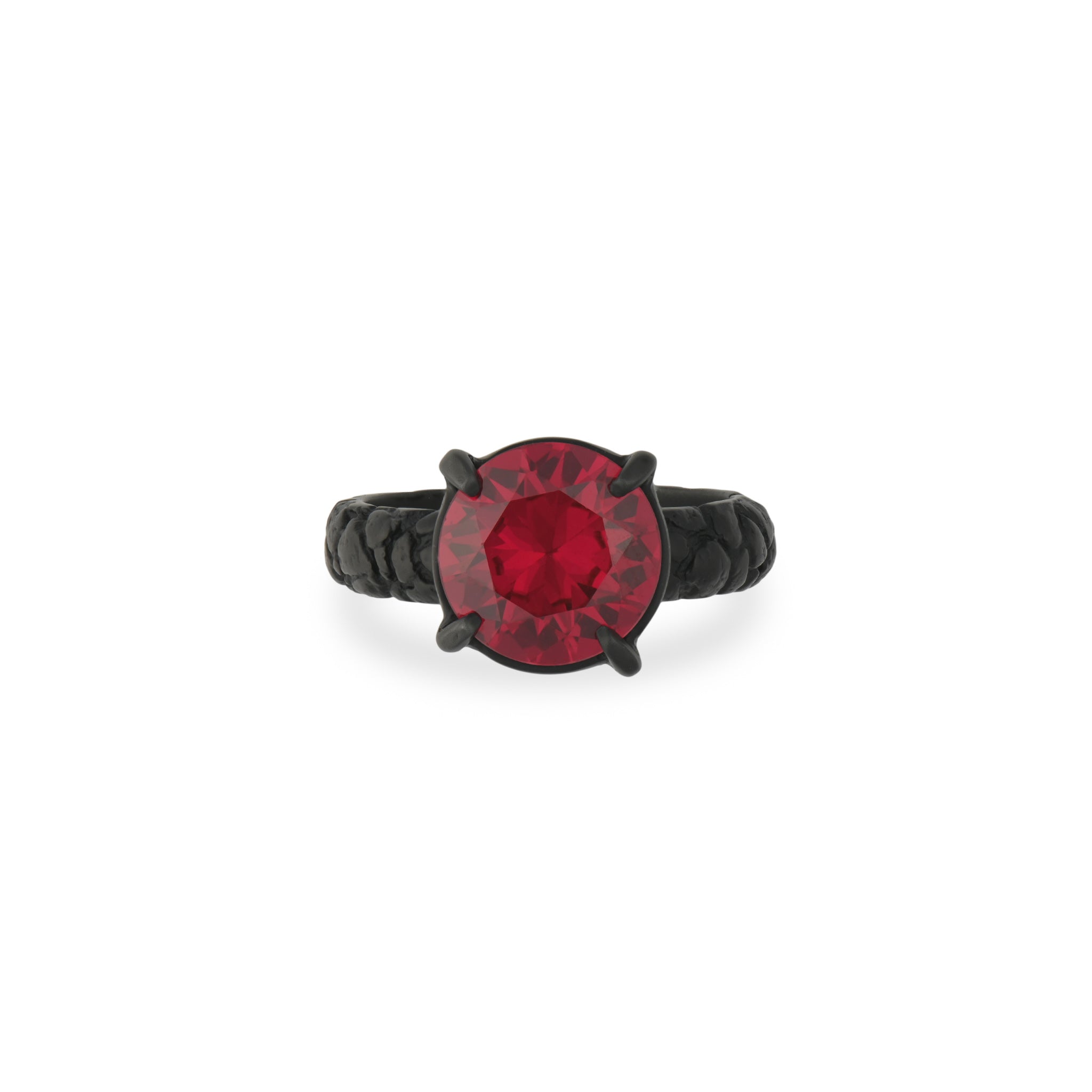 Rounded Band with Red Quartz Ring