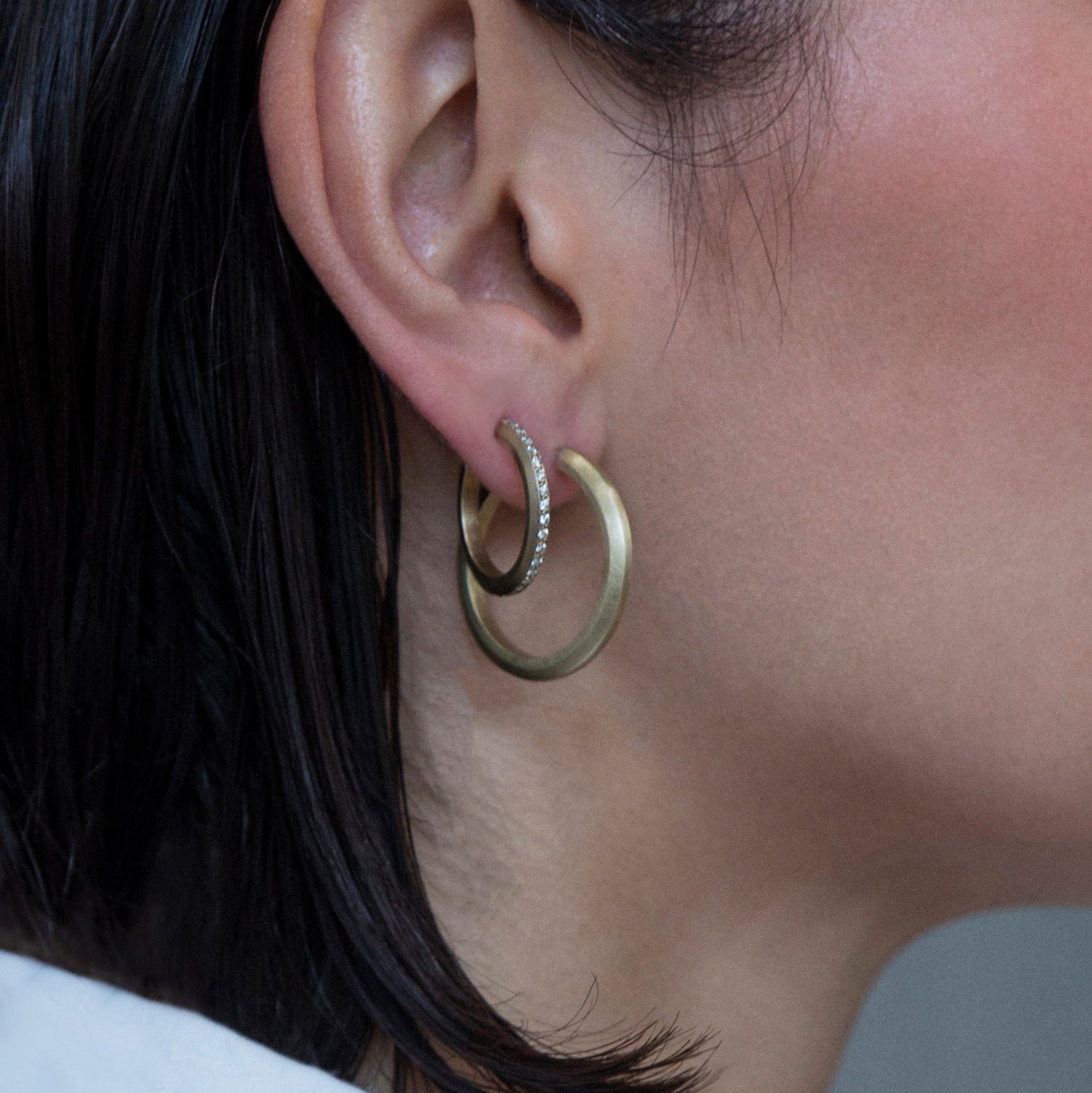 Profile Diamond Hoop Earrings