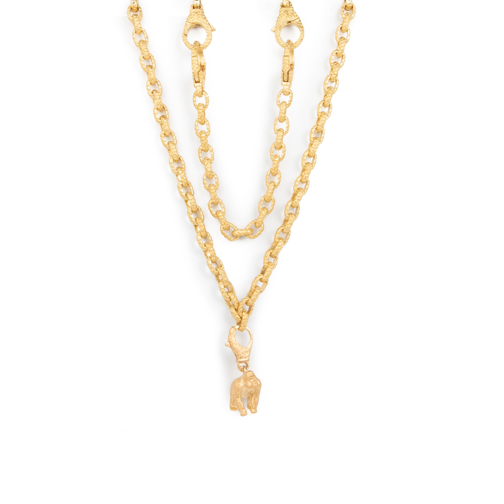 Orang-Utan Skin Link Chain with 4 x Lobster Clasps and Gorilla Charm