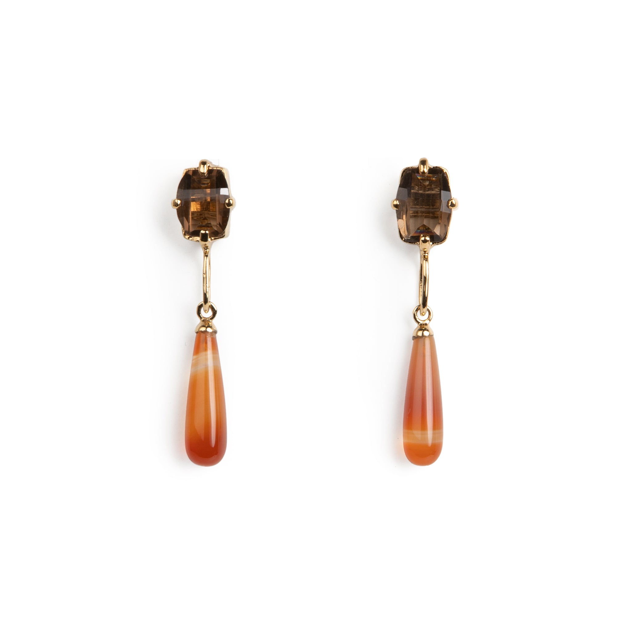 Smokey Quartz and Agate Earrings