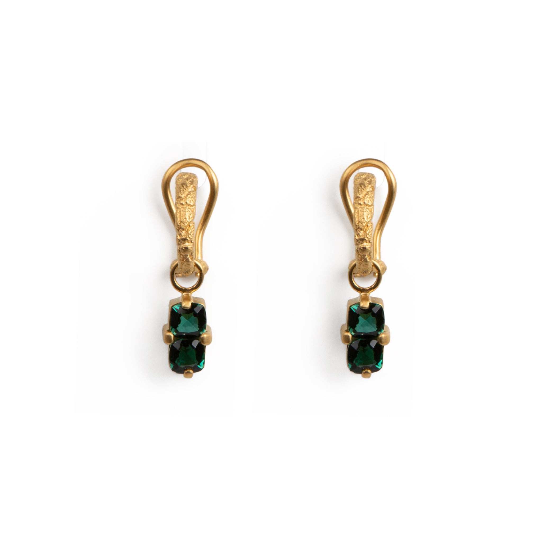 Skin Omega with Double Green Stone Earrings
