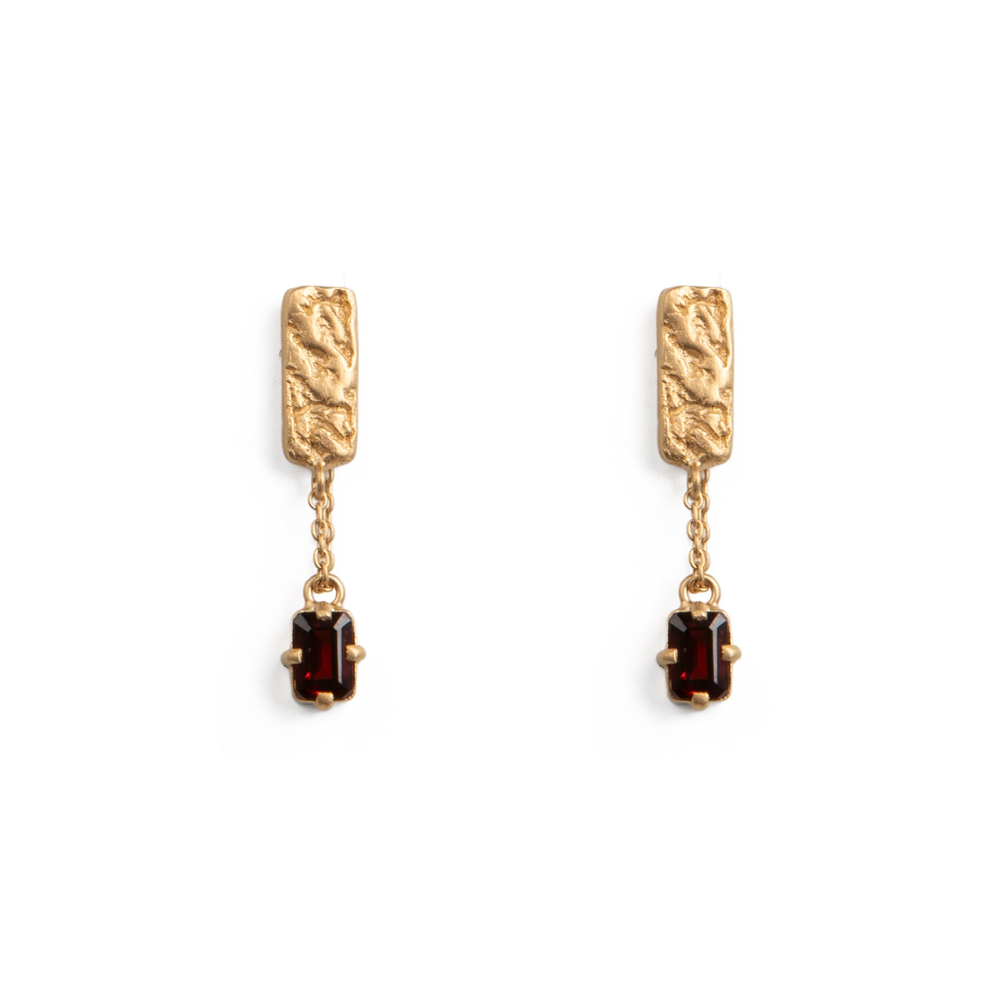 Garnet Skin Chain Drop Earrings