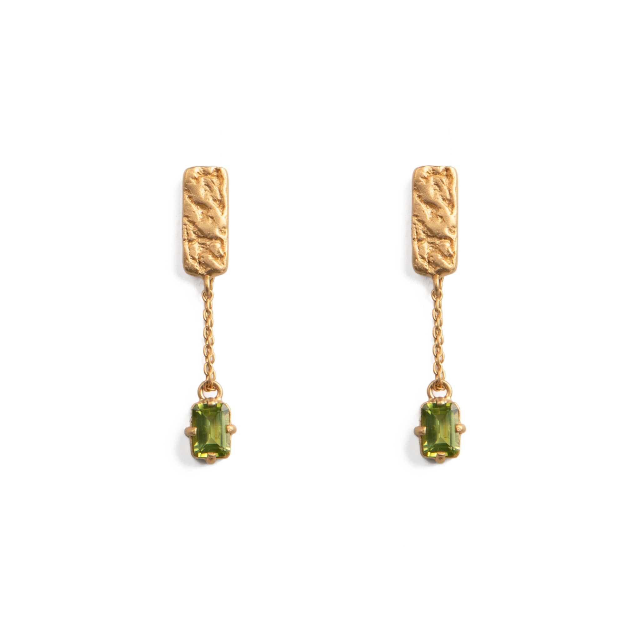 Peridot Skin Chain Drop Earrings