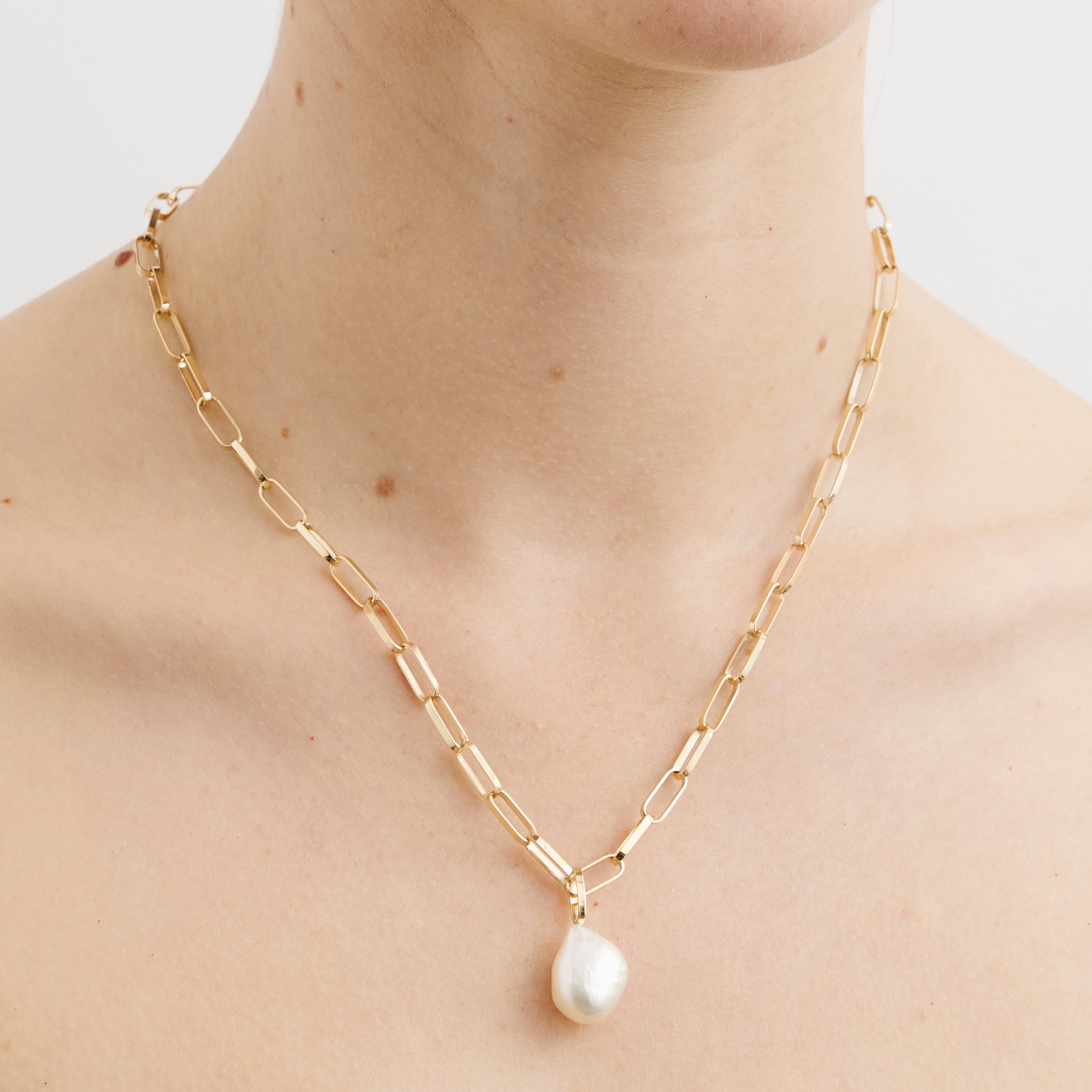 Baroque Pearl Link Drop Choker