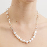 Silver Baroque Pearl Link Choker