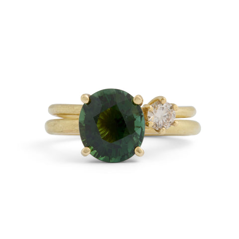 Dark Green Tourmaline Ring Set of Two