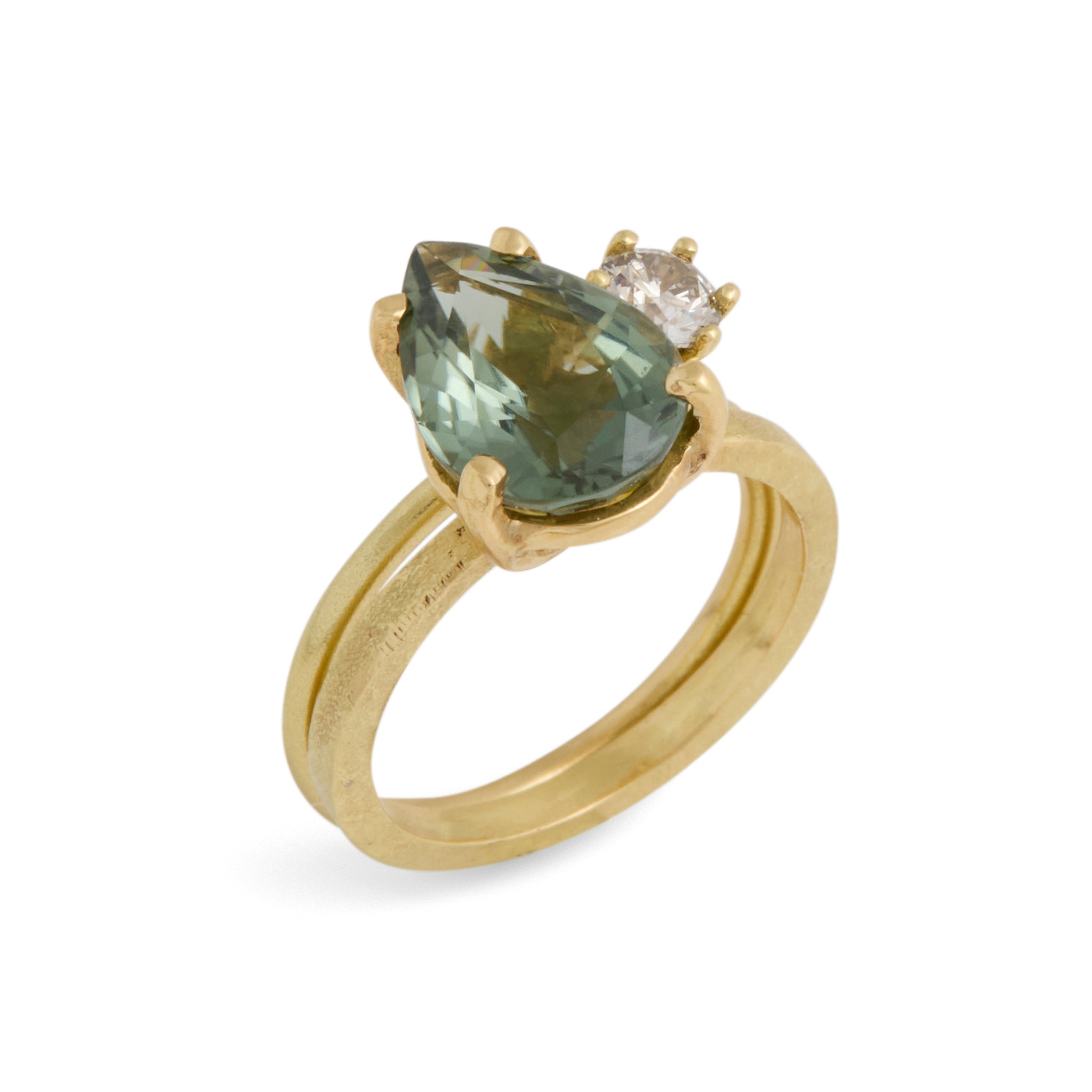 Tourmaline and Champagne Diamond Stack Ring