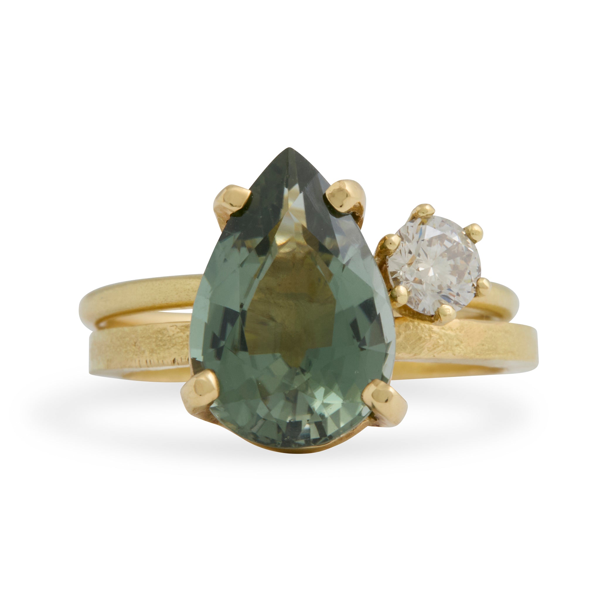 Tourmaline and Champagne Diamond Stack Ring