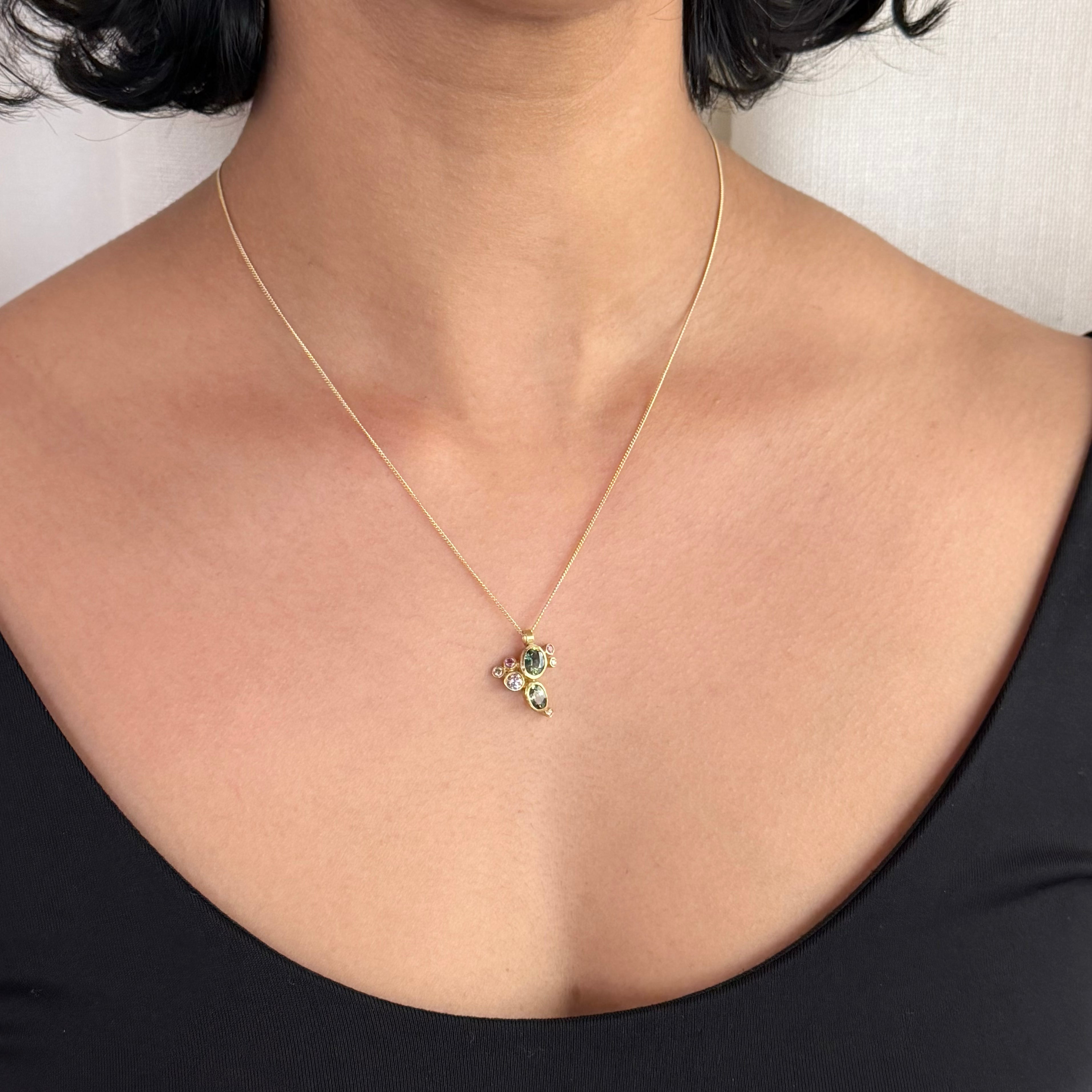 Parti Sapphire Cluster Pendant