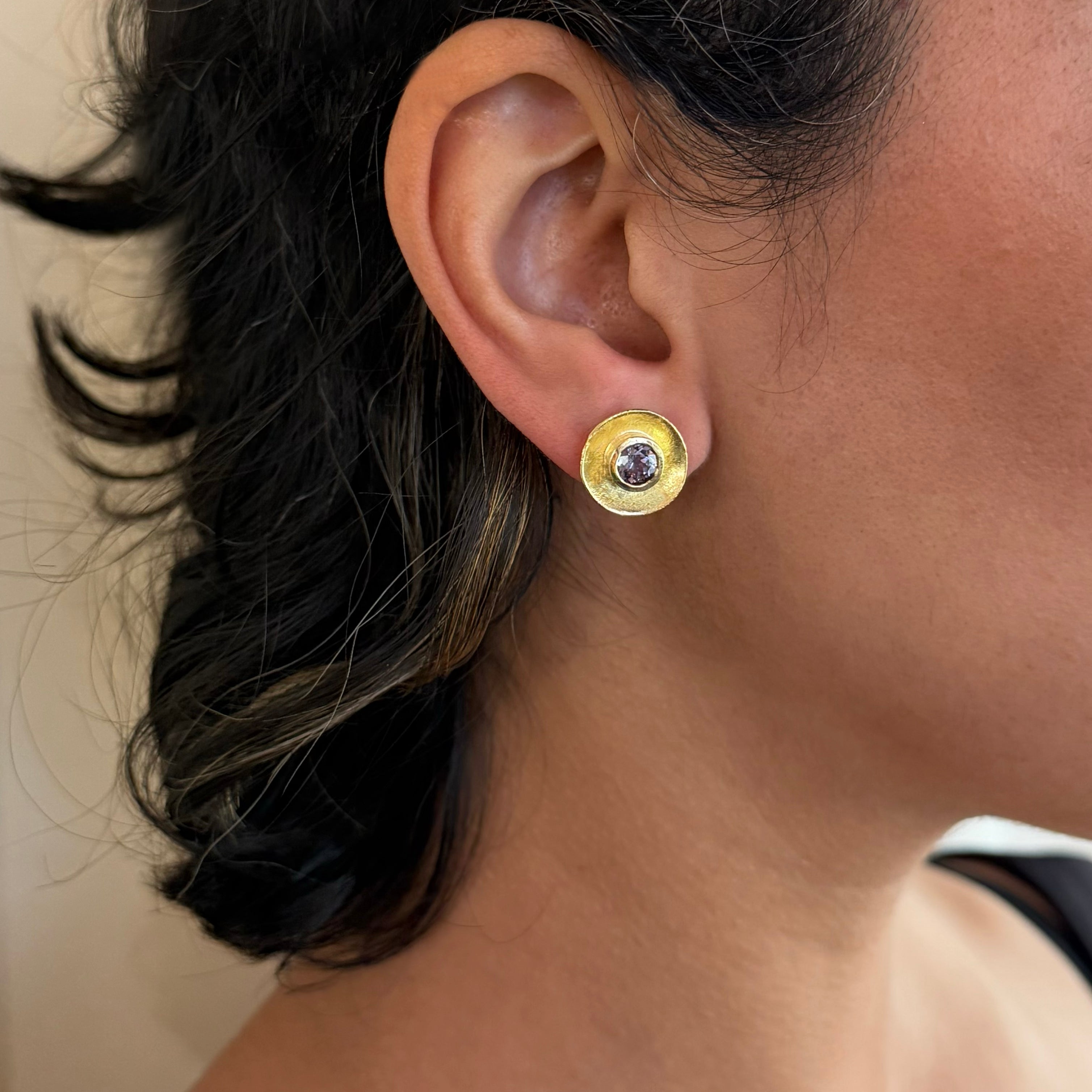 Spinel Cup Stud Earrings