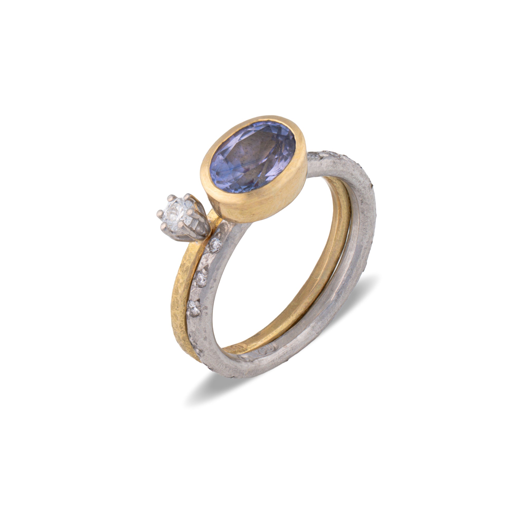Ceylon Sapphire and Diamond Stack Ring