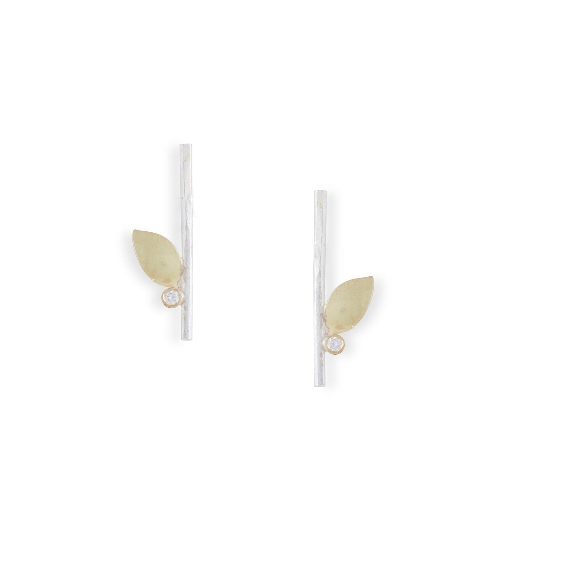 Leaf Studs With Diamonds Earrings