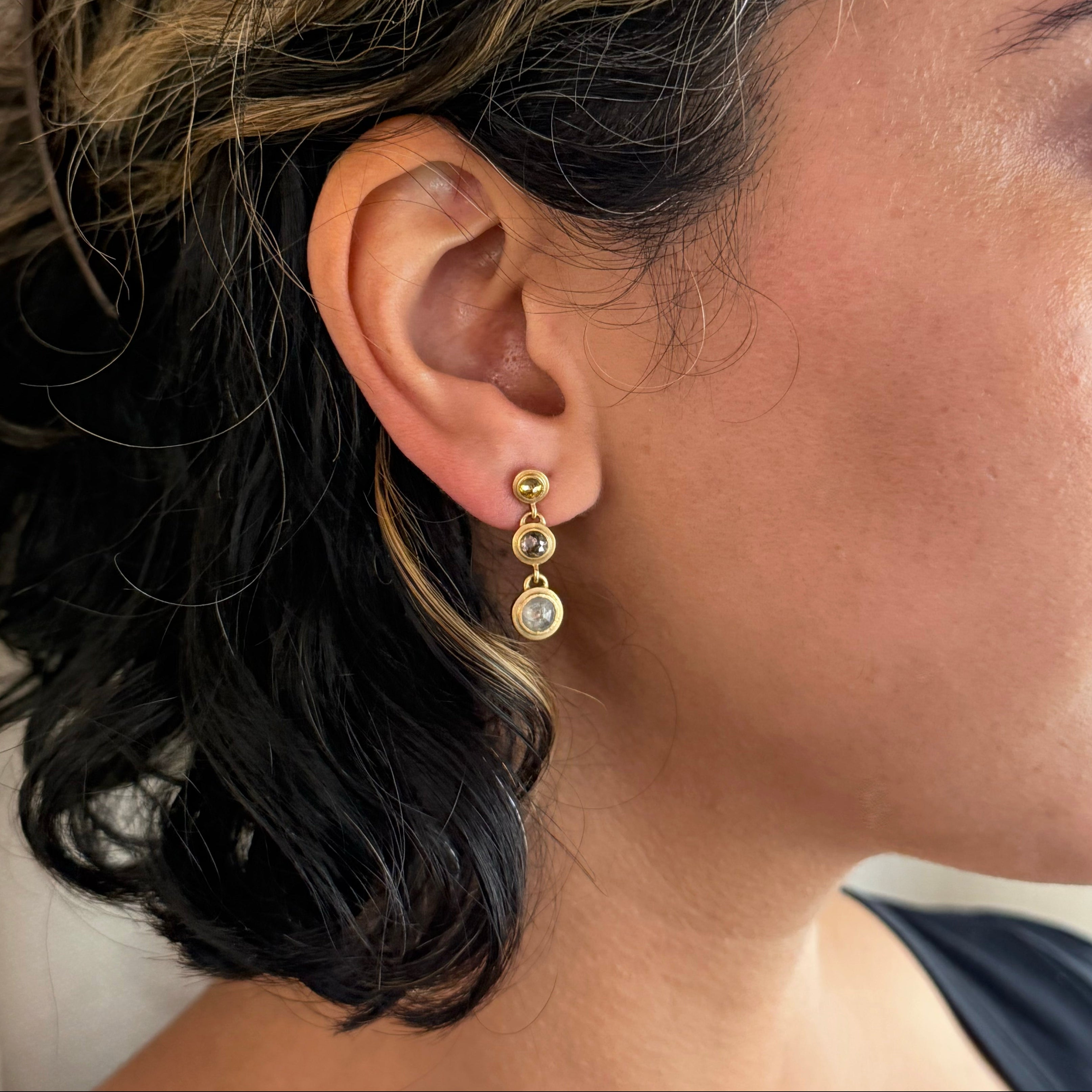 Three Tier Multicolour Icy Diamond Earrings