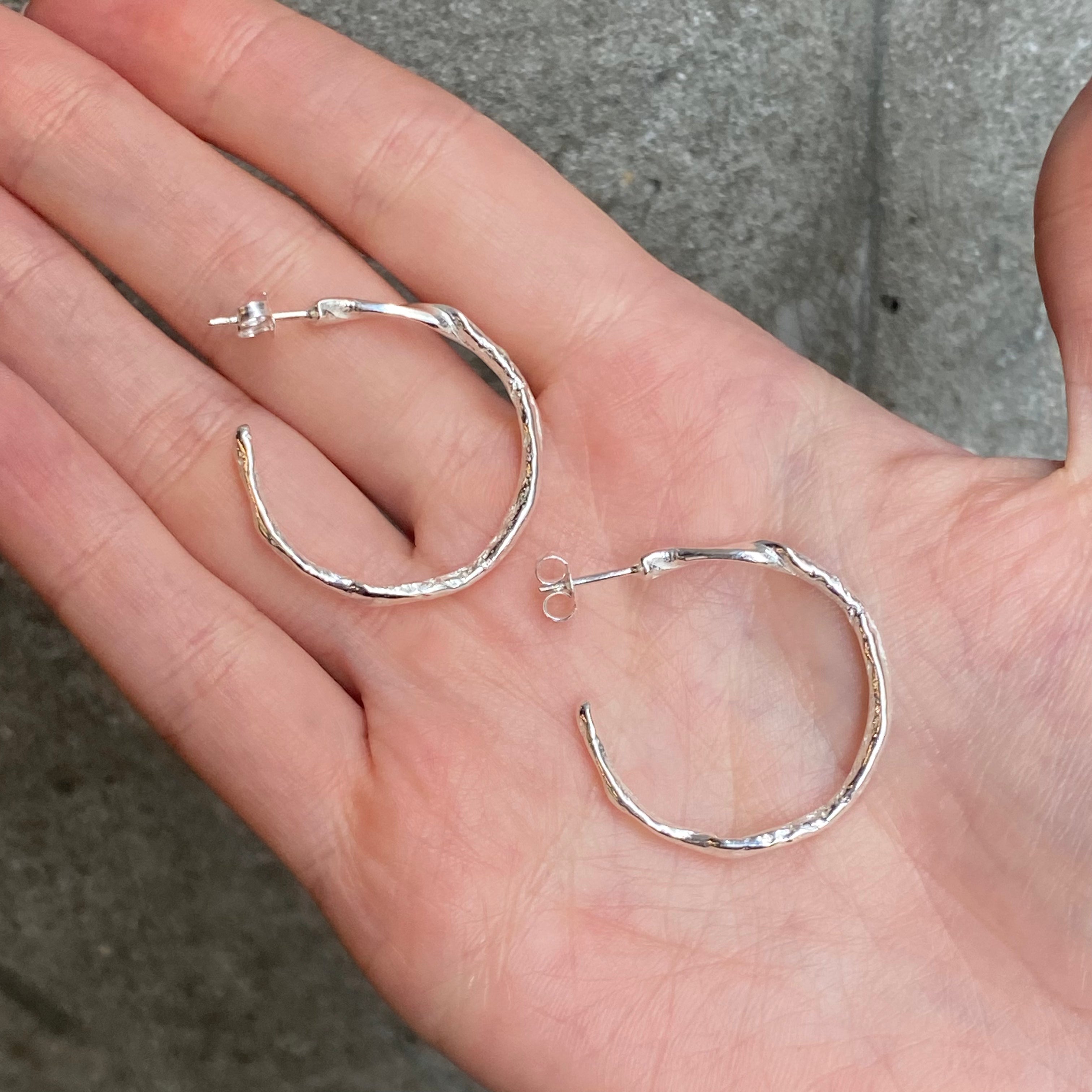 Medium Stoned Hoops Earrings