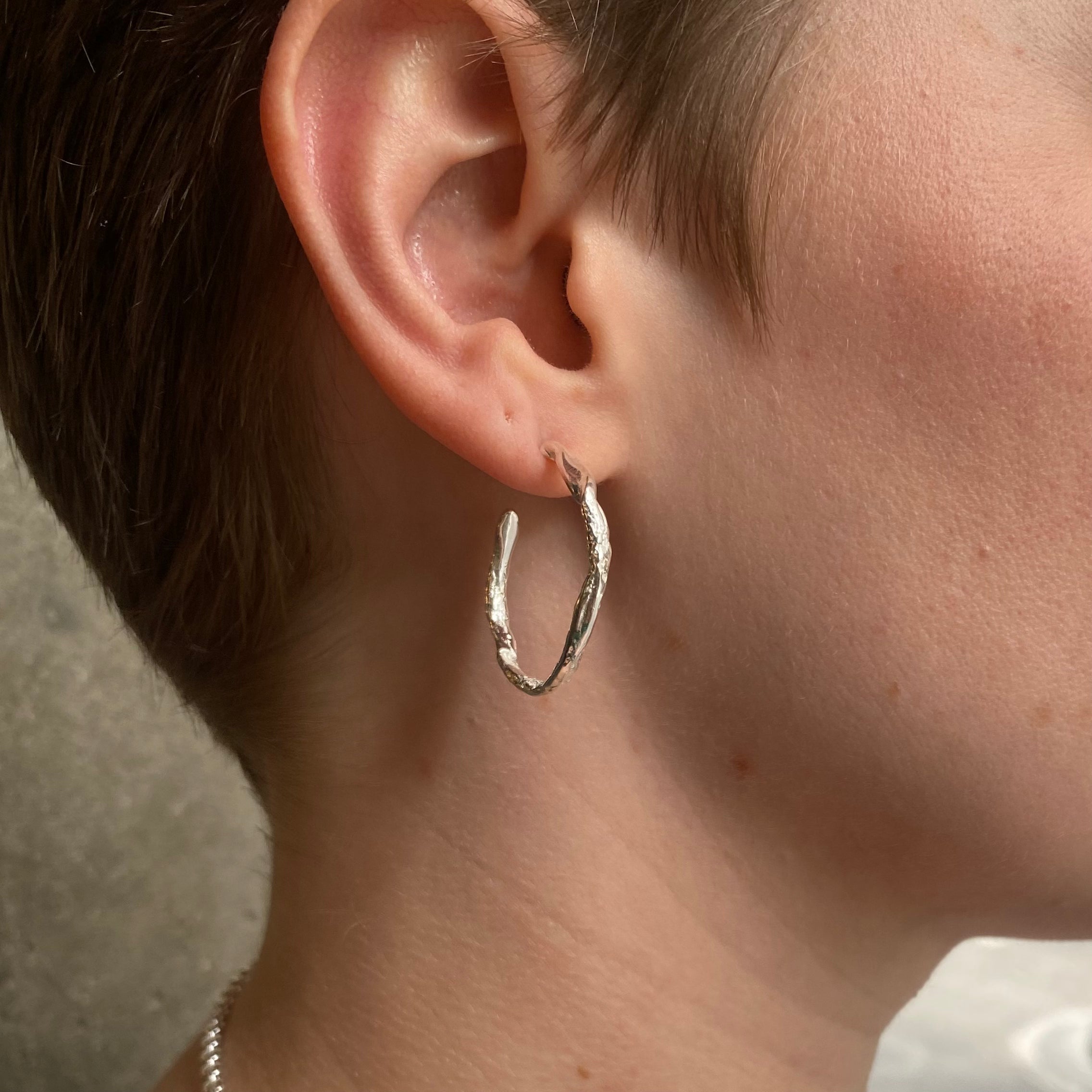 Medium Stoned Hoops Earrings