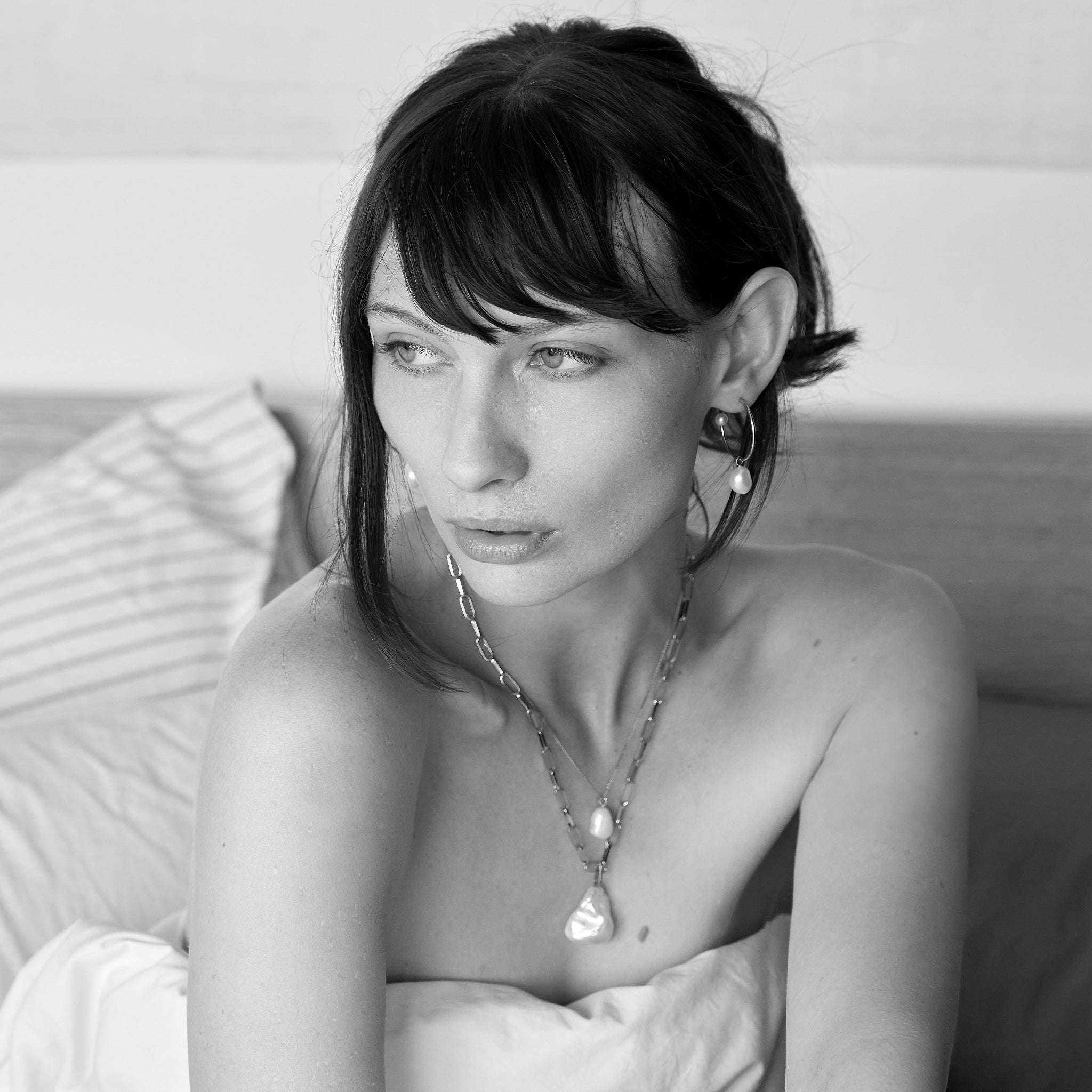 Silver Teardrop Baroque Pearl Necklace