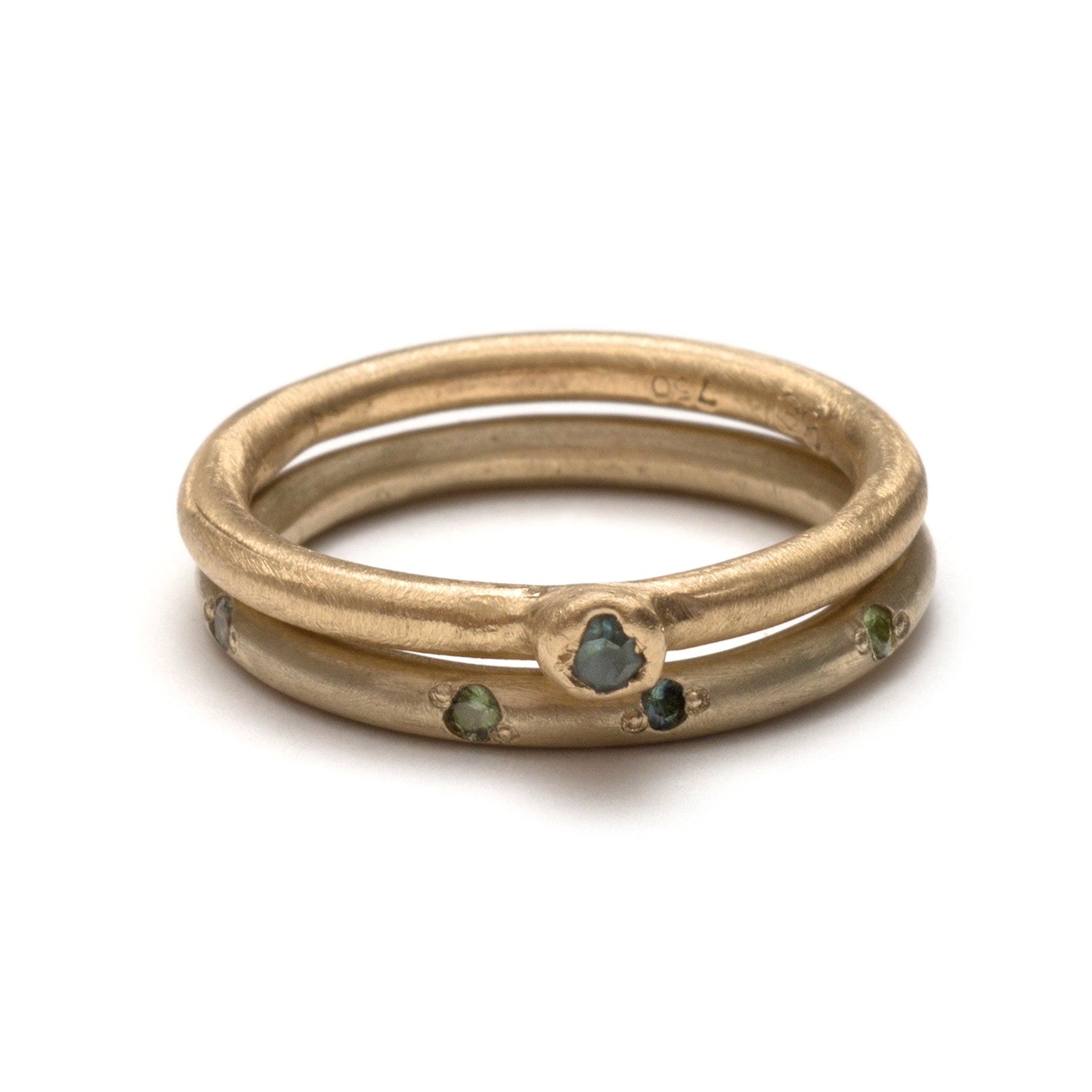 Blue and Green Australian Sapphire Stacking Ring