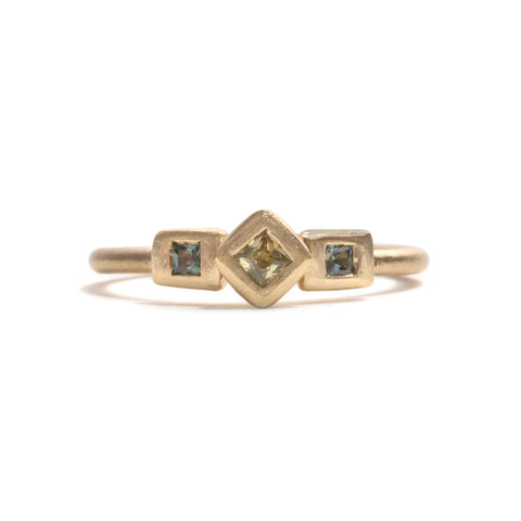 Princess Cut Sapphire Cluster Ring