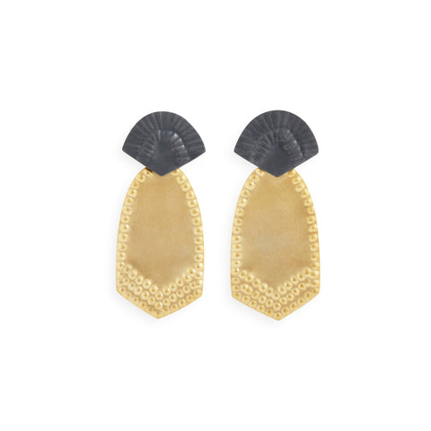 Black & Gold Lunette Earrings by Tara Lofhelm