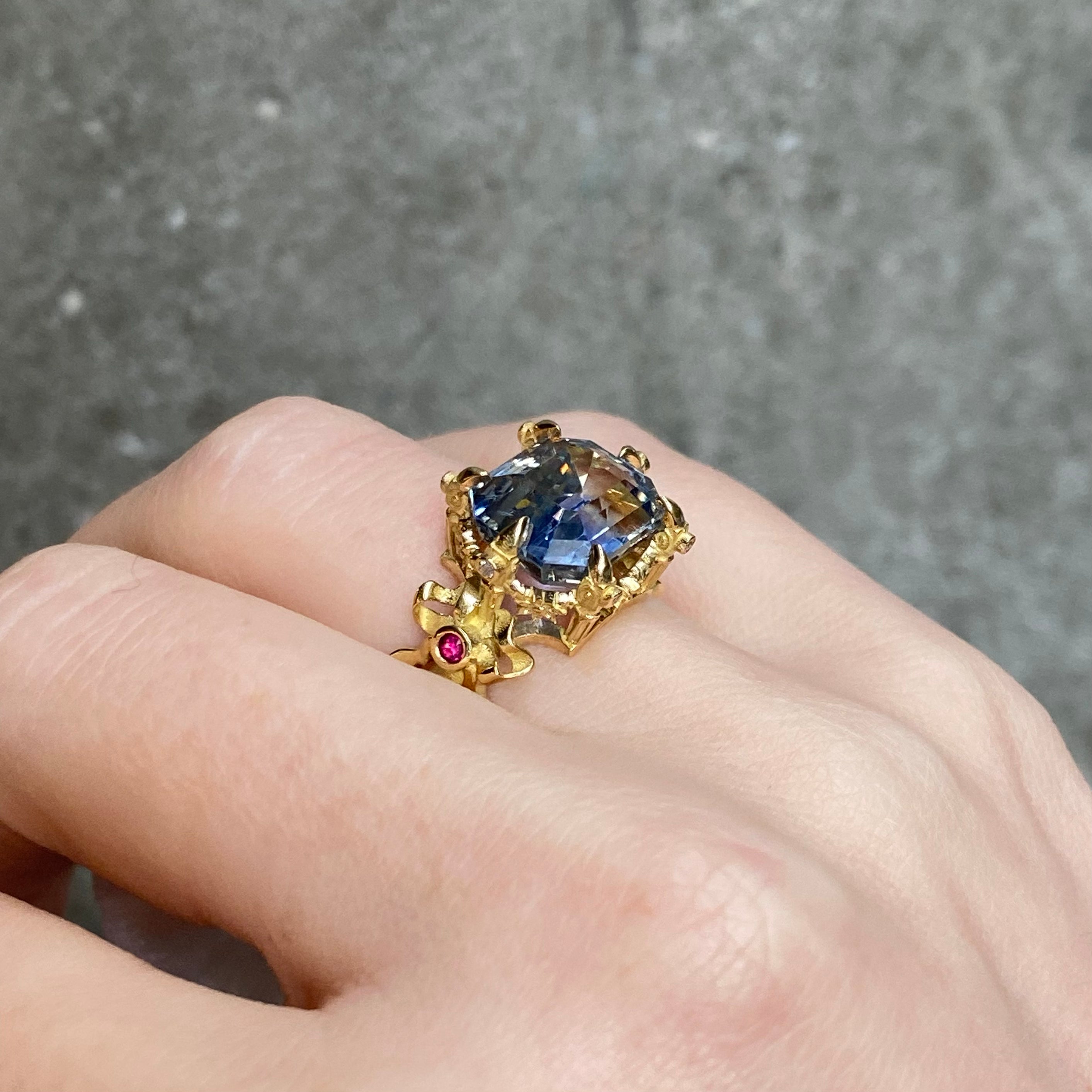 Beribboned Parti Sapphire Ring