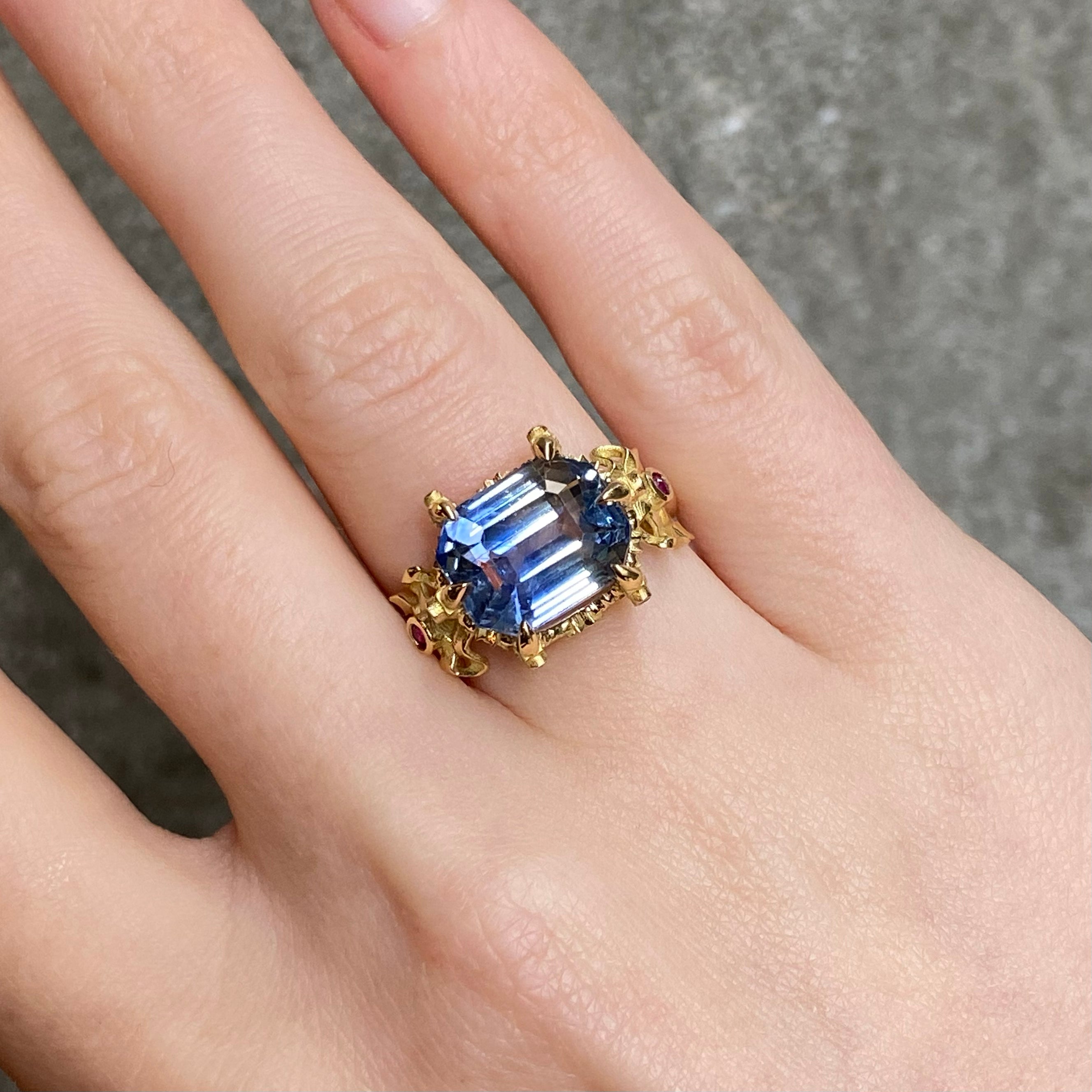 Beribboned Parti Sapphire Ring